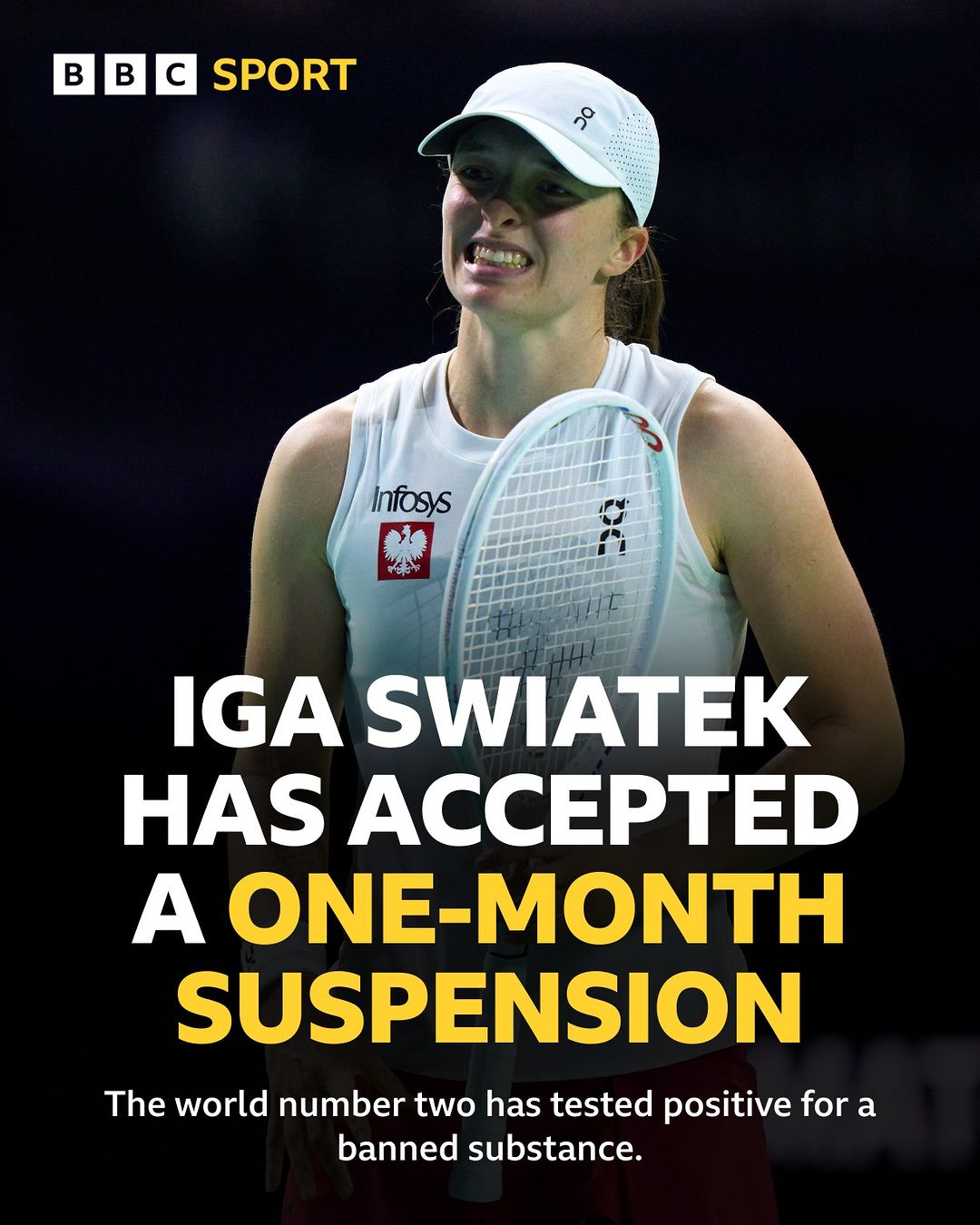 After an inquiry, it was concluded that the cause of the positive test was due to a contaminated regulated medication, leading to Swiatek being deemed not at fault or negligent for the violation and ultimately accepting a one-month ban.  Source : Instagram @bbcsport